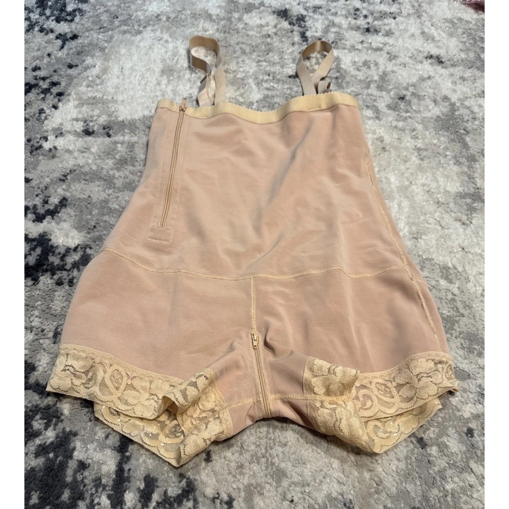Full Body Shaper Butt Lifter Removable Straps Beige XXL 2XL Zip Corset Faja